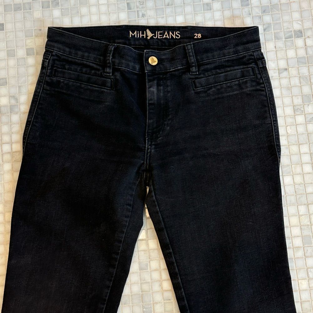 Mih Black Oslo Mid Rise Long Slim Skinny Jeans